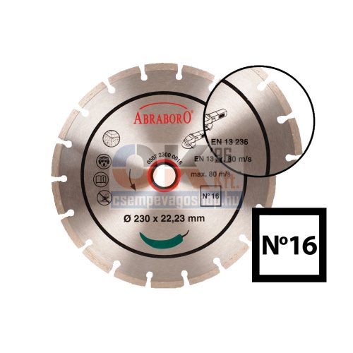 Abraboro univerzális gyémánttárcsa N16 125×22,2 mm (712500016)