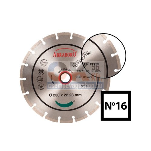 Abraboro univerzális gyémánttárcsa N16 350×25,4 mm (735000016)