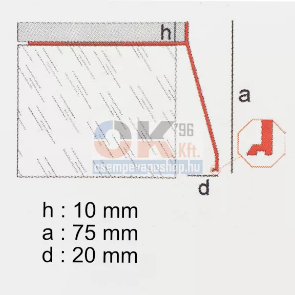 EMAC Vierteag GT teraszprofil sarokidom oxid szürke 10mm / 20x20cm (NVGTAL10EXOG)