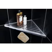   Ablago Classic Design zuhany sarokpolc fogassal, szálcsiszolt, háromszögletű (abl11035)