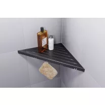   Ablago Classic Design zuhany sarokpolc fogassal, matt fekete, háromszögletű (abl11035bs)