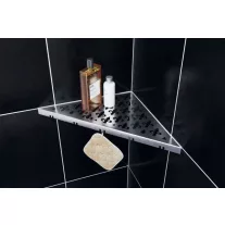   Ablago Classic Design zuhany sarokpolc fogassal, szálcsiszolt, háromszögletű (abl11036)