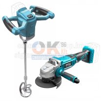   Dedra akkumulátoros gép szett burkoloknak keverőgép + ded7051 sarokcsiszoló   (akkuszett6)