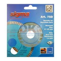   Sigma gyémánttárcsa sarokcsiszolóhoz 125×22,2×1,4mm (cs075d)