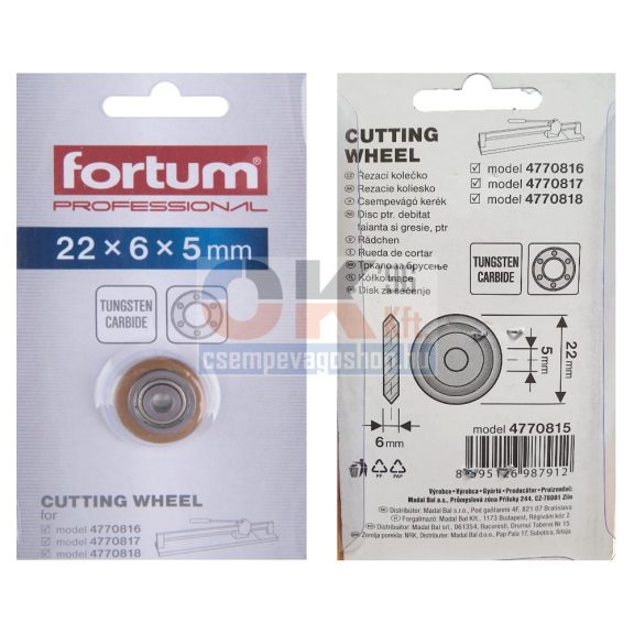 Extol csempevágókerék 22×6×5mm (e4770815)