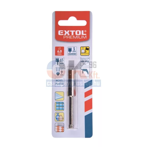 Extol üveg, kerámia és csempefúró hatszög befogással 6×80 mm (e8801977)