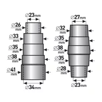   Extol porszívó adapter klt., 2 db külső átmérő: 26-41/28-38mm, PVC (e8807100)