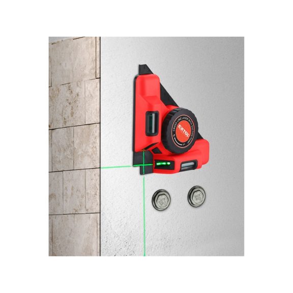 Extol lézeres vízszintező derékszög, ZÖLD, akkus vákuumos talppal (e8823303)