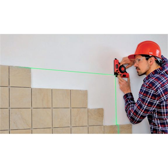 Extol lézeres vízszintező derékszög, ZÖLD, akkus vákuumos talppal (e8823303)
