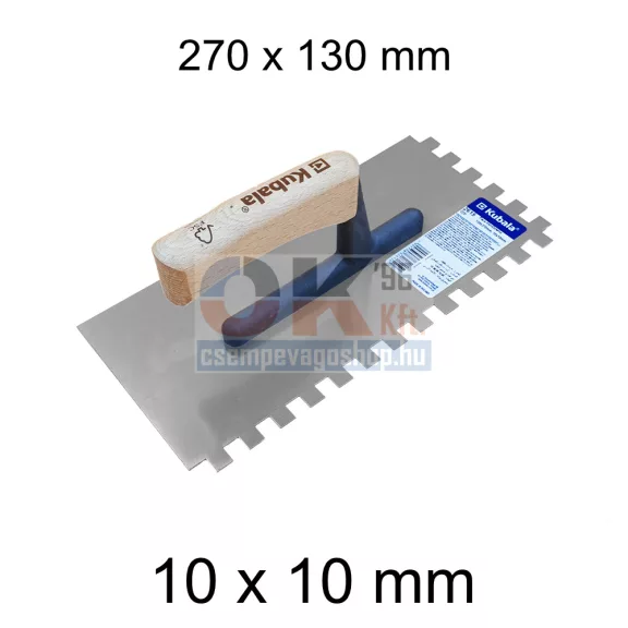 Kubala, fogazott glettvas rozsdamentes fa nyél 130 x 270 mm, fog: 10x10 mm (mak2615) Kubala, fogazott glettvas rozsdamentes fa nyél 130 x 270 mm, fog: 10x10 mm (mak2615)
