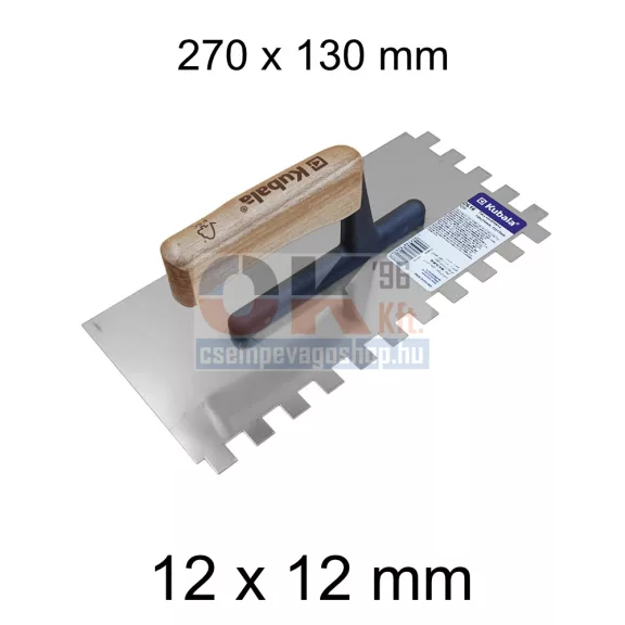 Kubala, fogazott glettvas rozsdamentes fa nyél 130 x 270 mm, fog: 12x12 mm (mak2616) Kubala, fogazott glettvas rozsdamentes fa nyél 130 x 270 mm, fog: 12x12 mm (mak2616)