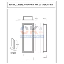   Csempézhető falfülke 250x800x84 Marmox Nis NV szigetelő mandzsettával (marnv2580)