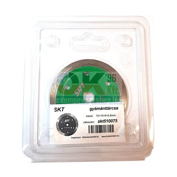 SKT 510 mini gyémánttárcsa, 75×0,8× 10mm/1db (skt510075)