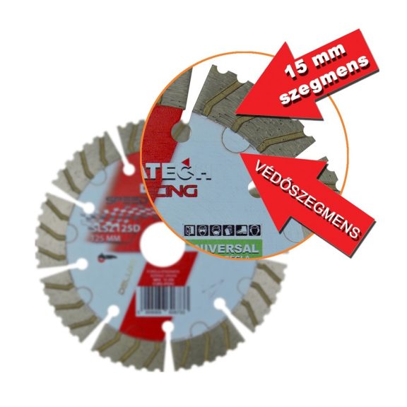 Diatech gyémánttárcsa SPEED RACING szegmenses 22,2×125mm (slsz125d)